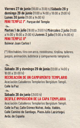 Programa de la Noche Templaria en Ponferrada