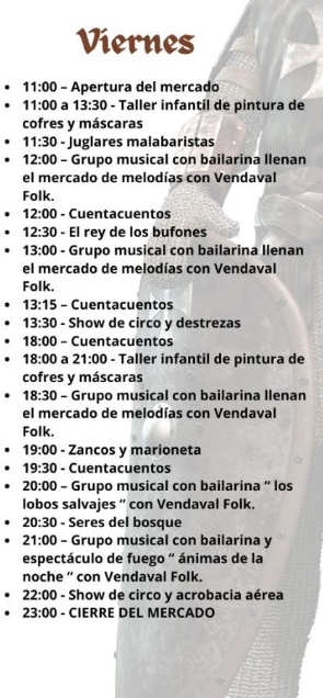 Programa del Mercado Medieval de Sant Vicent del Raspeig