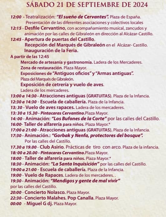 Programa de la Feria Cervantina de Gibraleon