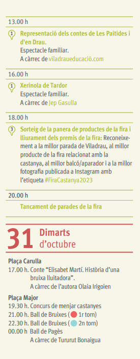 Programa de la Fira de la Castanya en Viladrau