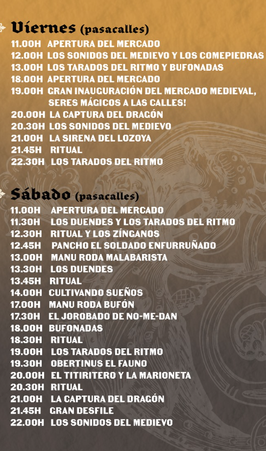 Programa de la Feria Medieval de Buitrago del Lozoya