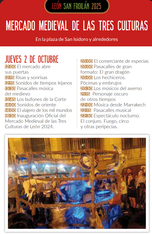 Programa del Mercado Medieval de las Tres Culturas de Leon