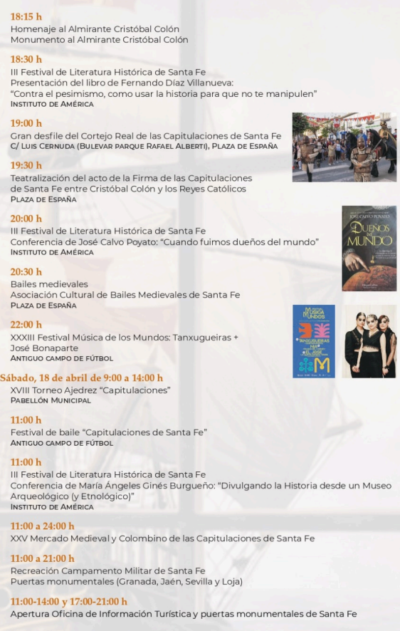 Programa del Mercado Medieval y Colombino de las Capitulaciones de Santa Fe