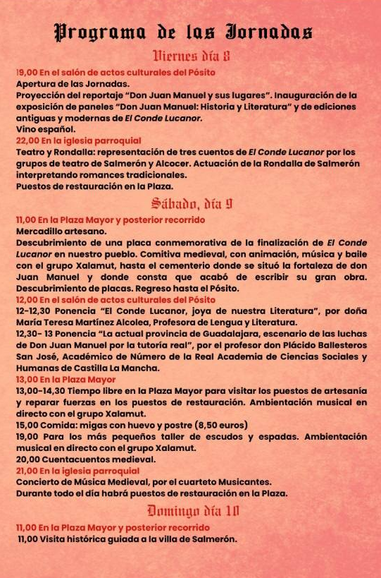 Programa de las Jornadas Medievales de Salmeron
