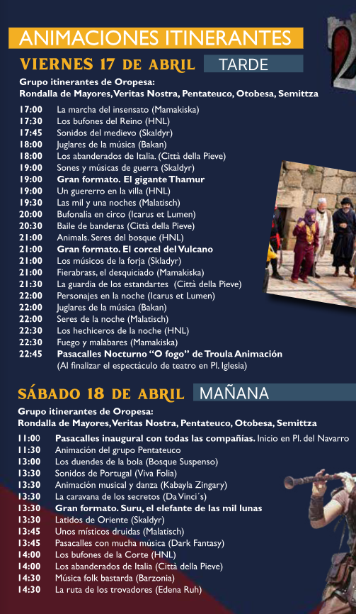 Programa de las Jornadas Medievales en Oropesa de Toledo