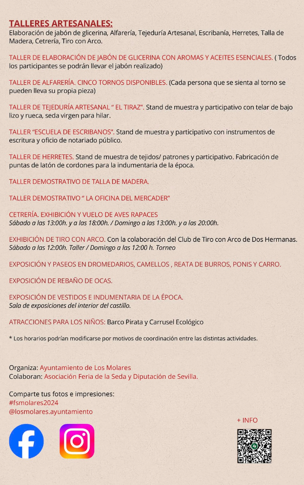 cuando es que dias horarios programa feria de la seda los molares