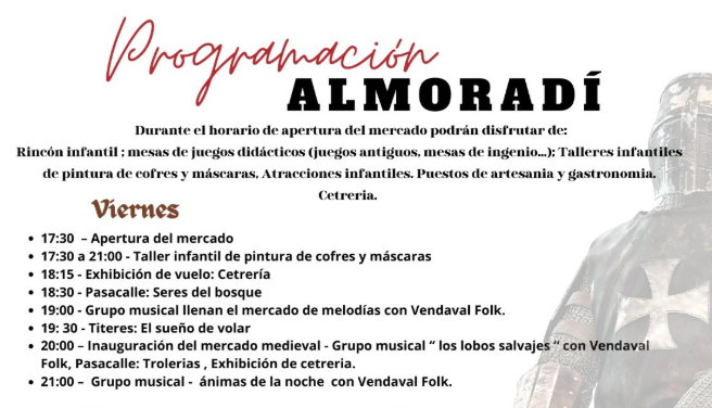 Programa del Mercado Medieval y Medio Año Festero Moros y Cristianos en Almoradi