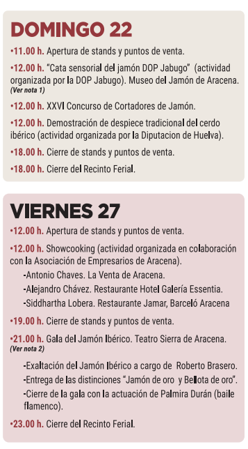 Programa de la Feria del Jamon en Aracena