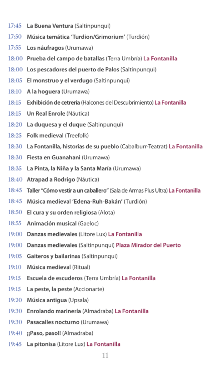 Programa de la Feria Medieval del Descubrimiento en Palos de la Frontera