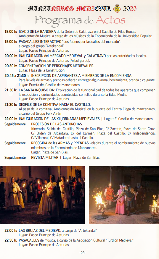 cuando son que dia programa actividades mercado medieval manzanares