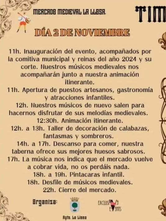 Programa del Mercado Medieval de La Llosa