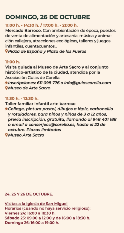 Programa de las Jornadas Barrocas de Corella