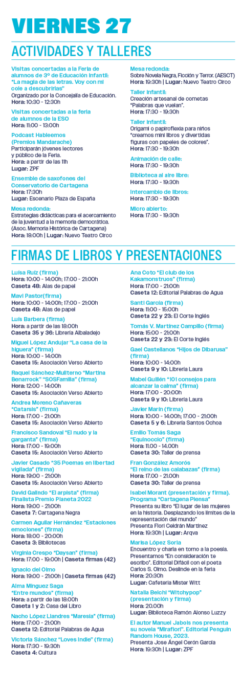 Programa de la Feria del Libro de Cartagena