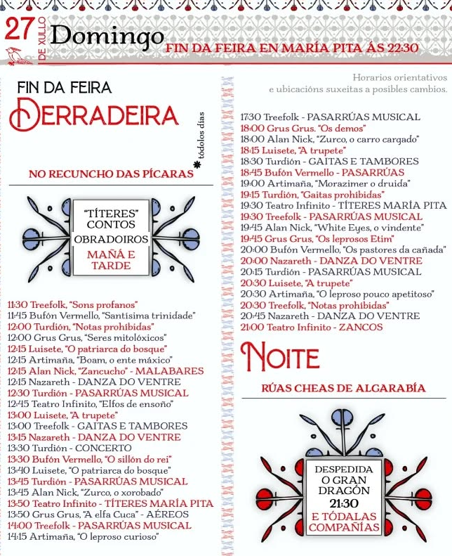 Programa de A Feira das Marabillas en A Coruña
