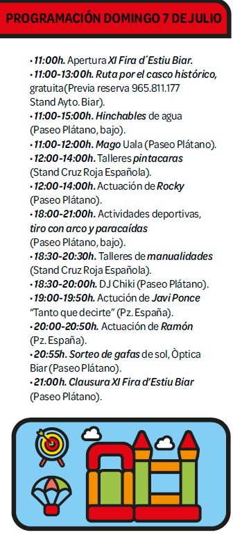 Programa de la Fira d Estiu de Biar
