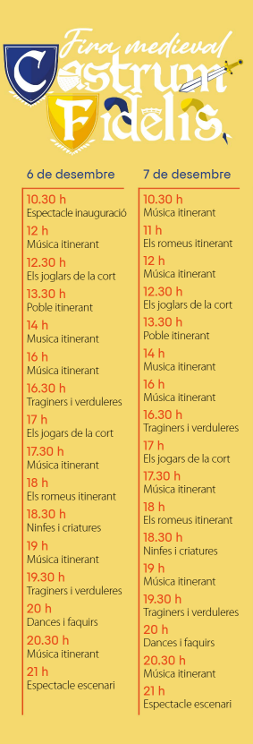 Programa de la Fira i Mercat Medieval en Castelldefels Castrum Fidelis