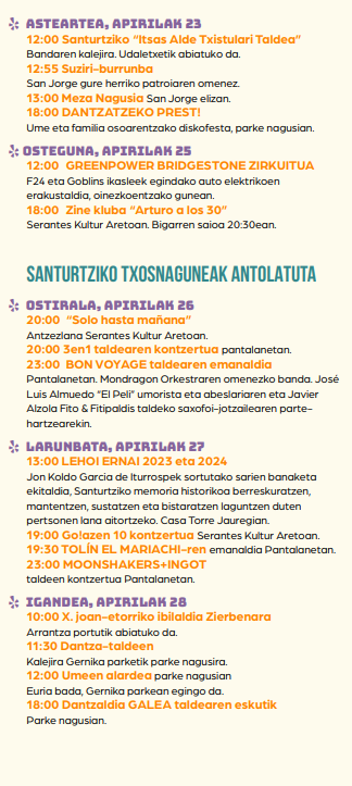 Programa de las Fiestas de San Jorge Santurtzi Jaiak