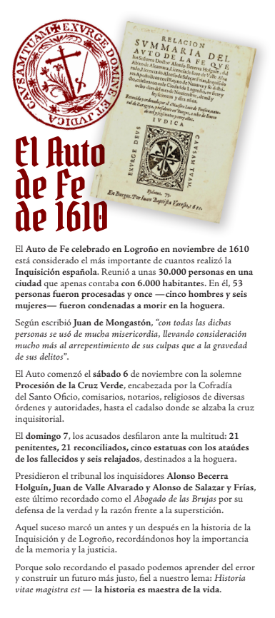 Programa del Auto de Fe y Mercado de la Brujeria en Logorño Brujas de Zugarramurdi
