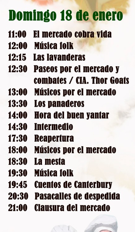 Programa del Mercado Medieval de Torrejon de la Calzada
