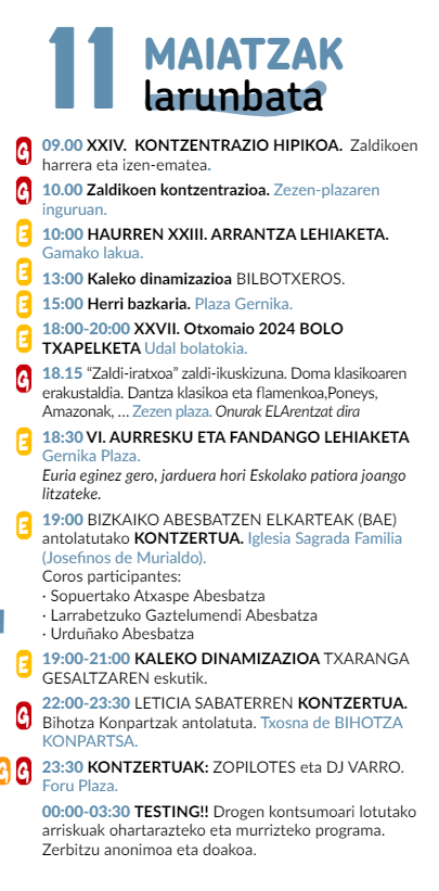 Programa de Otxomaios en Orduña Jaietan