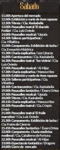 Programa del Mercado Medieval de las Tres Culturas en Caceres