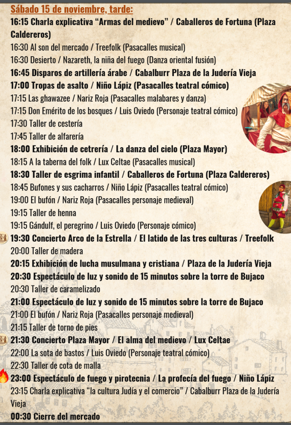 Programa del Mercado Medieval de las Tres Culturas en Caceres