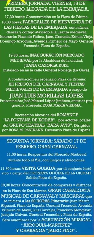 Programa del Carnaval de Jodar y Mercado Medieval