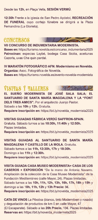 Programa de la Feria Modernista de Novelda