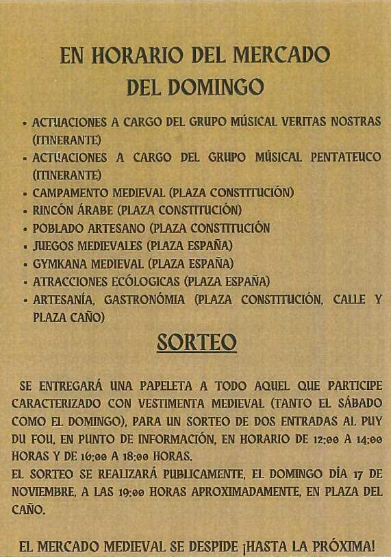 Programa del Mercado Medieval de Cazalegas