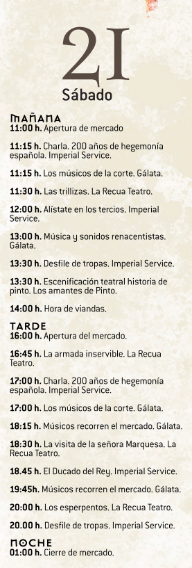 Programa del Mercado y Festival Renacentista en Pinto
