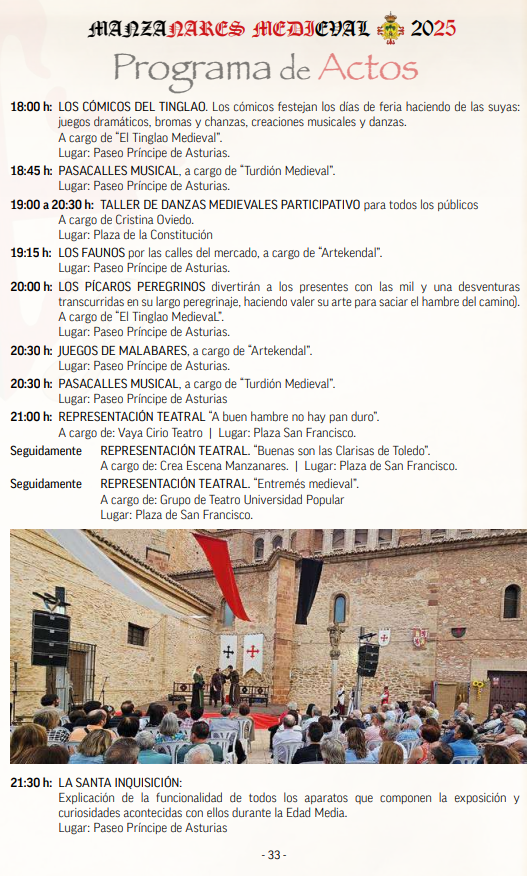 cuando son que dia programa actividades mercado medieval manzanares