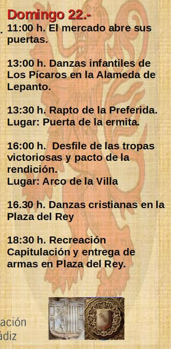 Programa y horarios de la Recreacion Historica Toma de la Villa de Zahara