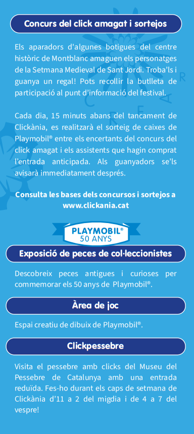 Programa Clickania Festival de Clicks de Playmobil en Montblanc