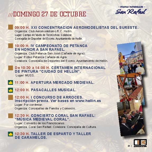 Programacion de las fiestas de San Rafael y Mercado Medieval de Hellin