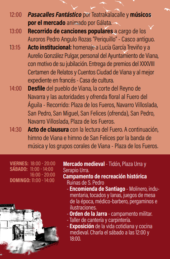 Programa del Dia de San Felices y Fiestas Medievales de la Fundacion en Viana