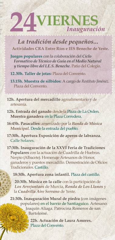 Programa de la Feria de Tradiciones Populares de Yeste