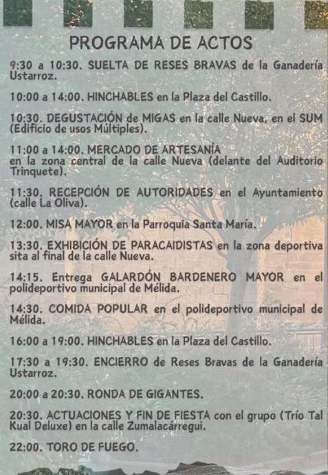 Programa del Dia de Bardenas en Melida