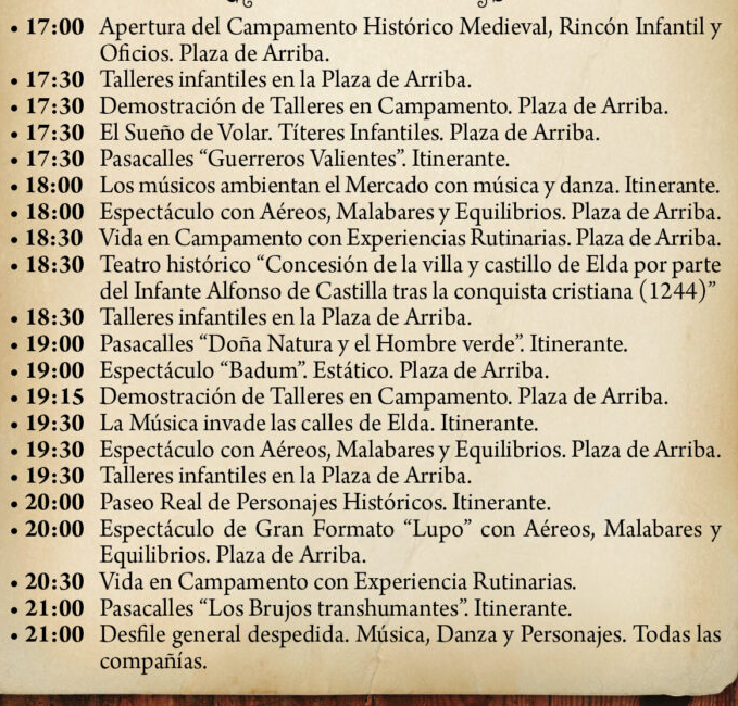 Programa de la Feria Medieval de Elda