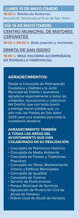 Programa de las Fiestas de San Isidro en Alcala de Henares
