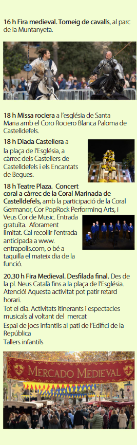 Programa de la Fira i Mercat Medieval en Castelldefels Castrum Fidelis