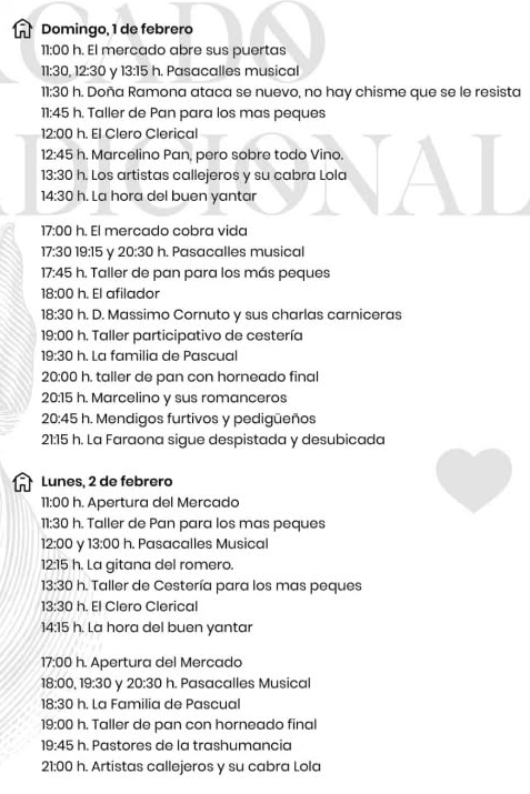 Programa de las Candelas en Palencia
