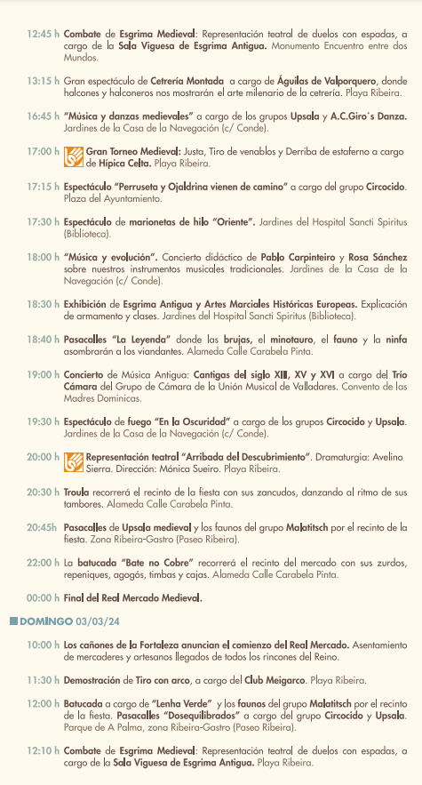 Programa de la Festa da Arribada en Baiona