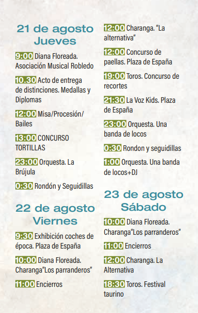 Programa del Mercado Medieval de Robledo de Chavela
