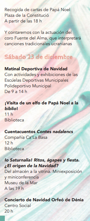 Programa de la Navidad en Denia