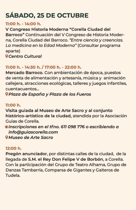Programa de las Jornadas Barrocas de Corella