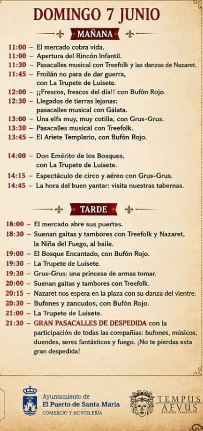Programa del Mercado Medieval de El Puerto de Santa Maria