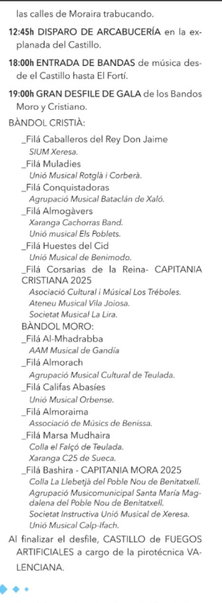 Programa de las Fiestas de Moros y Cristianos de Moraira