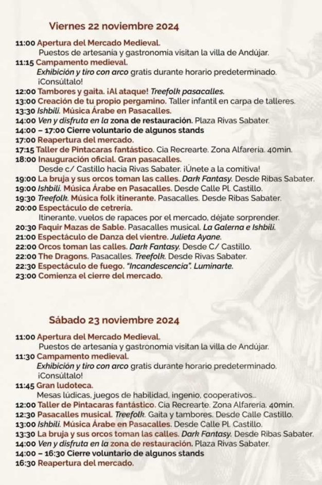 Programa del Mercado Medieval de Andujar