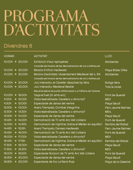 Programa del Mercat Medieval de Vic