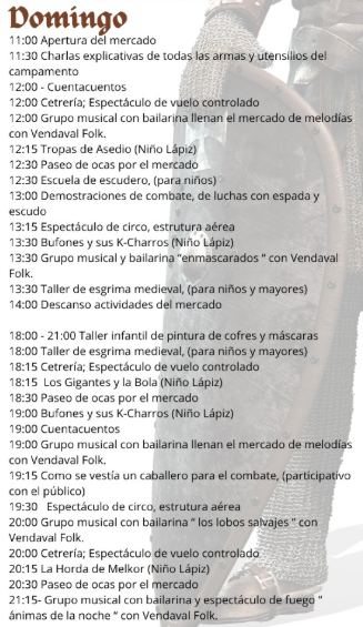 Programa del Mercado Medieval de Sant Mateu en Castellon
